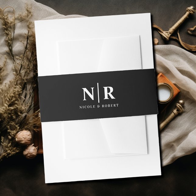Cintas Para Invitaciones Monograma de boda elegante personalizado (Subido por el creador)