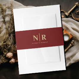 Cintas Para Invitaciones Monograma de boda elegante personalizado