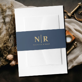 Cintas Para Invitaciones Monograma de boda elegante personalizado