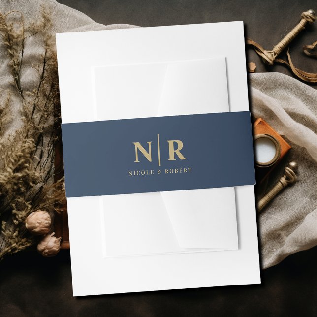 Cintas Para Invitaciones Monograma de boda elegante personalizado (Subido por el creador)