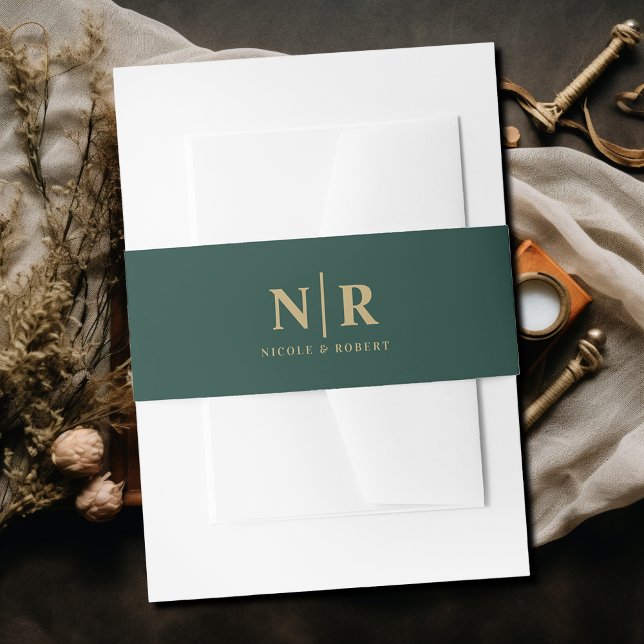 Cintas Para Invitaciones Monograma de boda elegante personalizado (Subido por el creador)