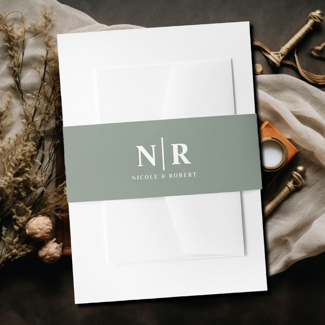 Cintas Para Invitaciones Monograma de boda elegante personalizado (Subido por el creador)