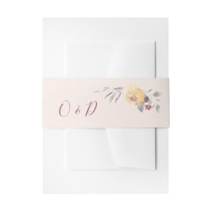 Cintas Para Invitaciones Monograma de boda floral de acuarela de jardín rom