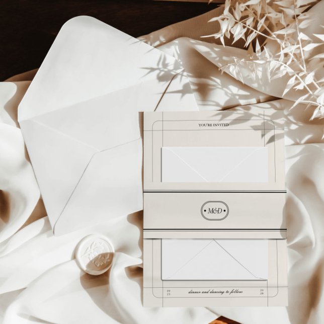 Cintas Para Invitaciones Monograma de Boda gris claro de Moda clásica elega (Subido por el creador)