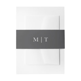 Cintas Para Invitaciones Monograma de boda gris y blanco