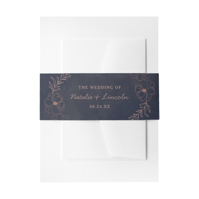 Cintas Para Invitaciones Monograma de Boda Rústico de Relieve metalizado do (Anverso Ejemplo)