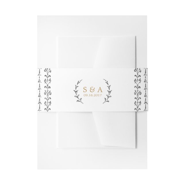 Cintas Para Invitaciones Monograma de bodas rústico elegante (Anverso Ejemplo)