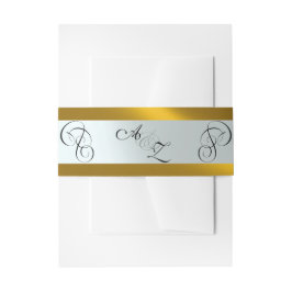Cintas Para Invitaciones Monograma de Caligrafía - Oro/Plata