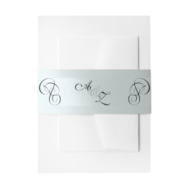 Cintas Para Invitaciones Monograma de Caligrafía - Plata