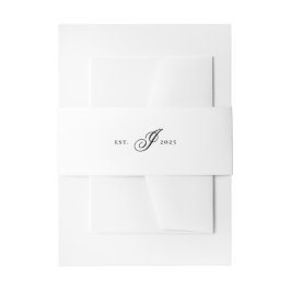 Cintas Para Invitaciones Monograma de Caligrafía Simple y Elegante Boda Bla