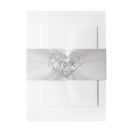 Cintas Para Invitaciones Monograma de corazón en perla blanca