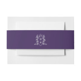 Cintas Para Invitaciones Monograma de corona cardíaca boda morado y blanco