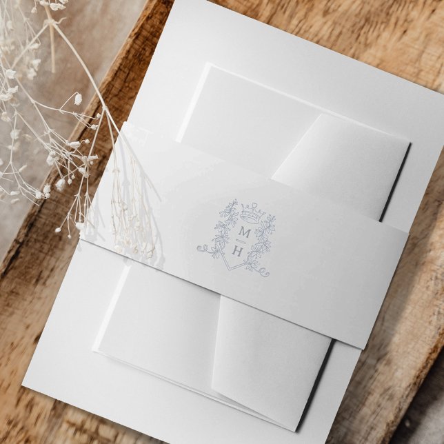 Cintas Para Invitaciones Monograma de corona cardíaca plata y boda blanco (Subido por el creador)