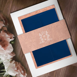 Cintas Para Invitaciones Monograma de corona cardíaca rosa boda dorado y bl