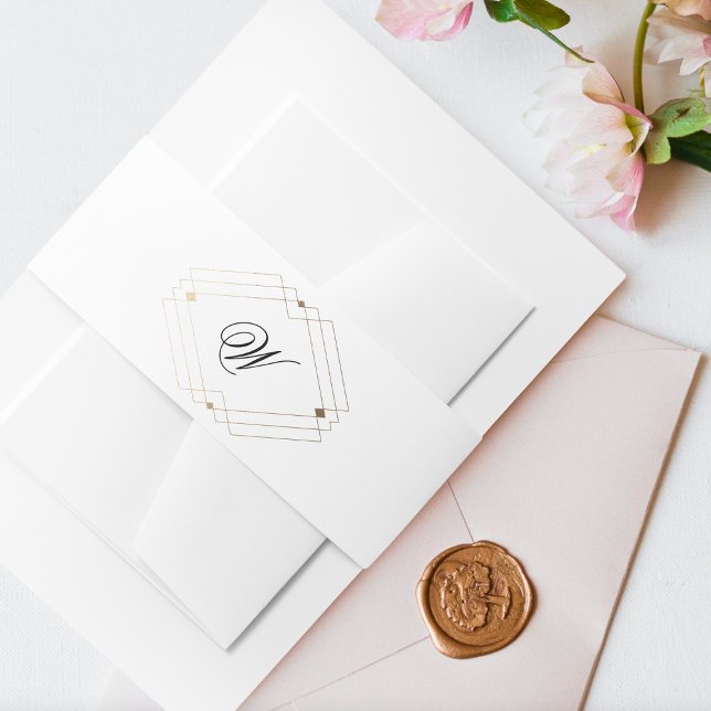 Cintas Para Invitaciones Monograma de diamante de oro geométrico moderno si (Subido por el creador)