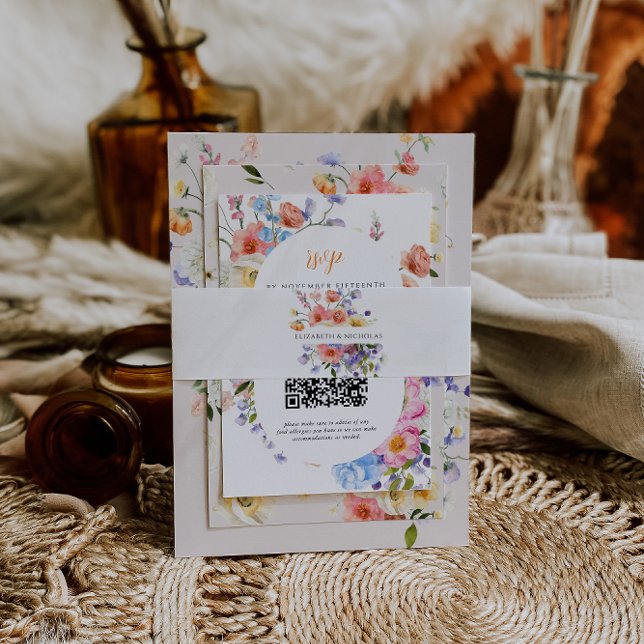 Cintas Para Invitaciones Monograma de flor silvestre | Boda floral (Subido por el creador)