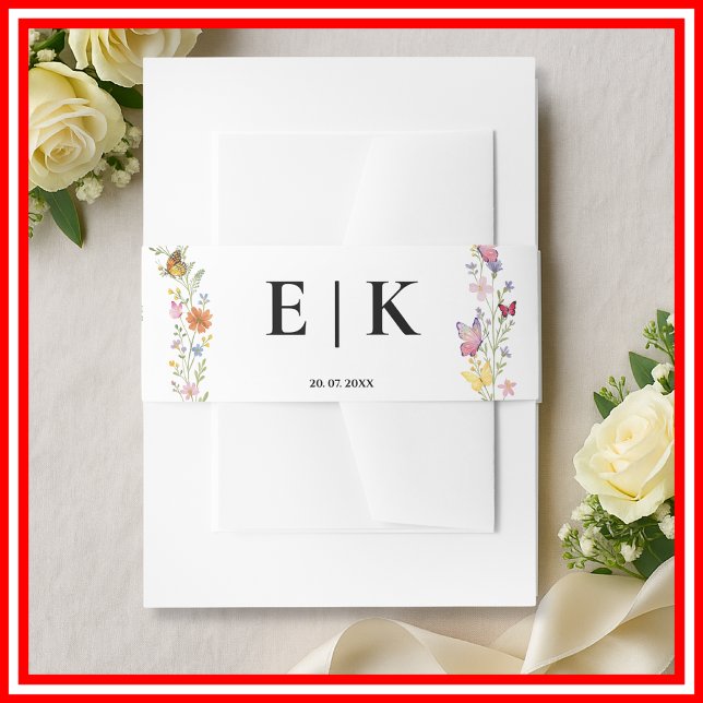 Cintas Para Invitaciones Monograma de flores silvestres | Boda Boho (Subido por el creador)
