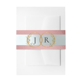 Cintas Para Invitaciones Monograma de Hoja Vinculada - Oro Rosa