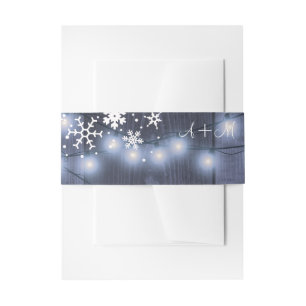 Cintas Para Invitaciones Monograma de invierno de invierno de grano de niev