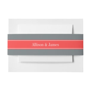 Cintas Para Invitaciones Monograma de la cinta roja de color gris de carbón