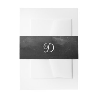 Cintas Para Invitaciones Monograma de letra cursiva en acuarela negra