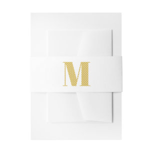 Cintas Para Invitaciones Monograma de lunares dorados y blancos