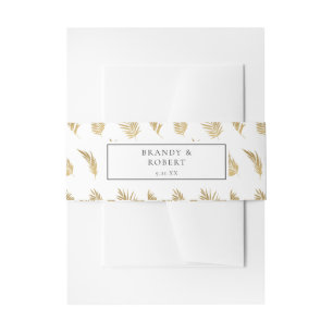 Cintas Para Invitaciones Monograma de oro de hoja de palma tropical 3