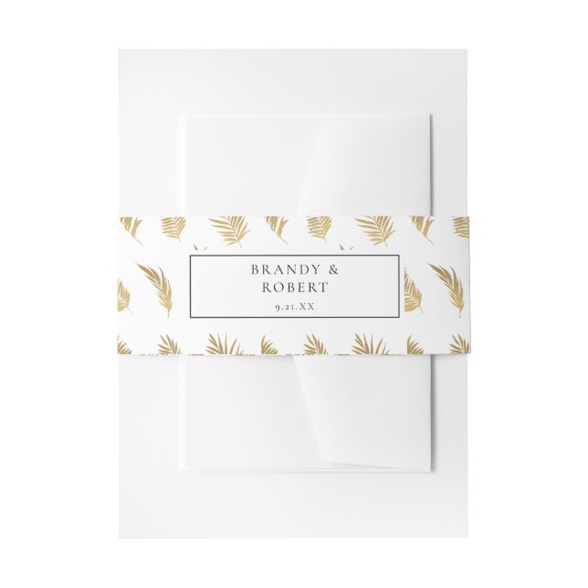 Cintas Para Invitaciones Monograma de oro de hoja de palma tropical 3 (Anverso Ejemplo)