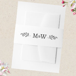 Cintas Para Invitaciones Monograma de Pareja de Boda Botánico Elegante