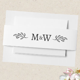 Cintas Para Invitaciones Monograma de Pareja de Boda Botánico Elegante