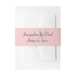 Cintas Para Invitaciones Monograma de Pasteles Rosados y Azules