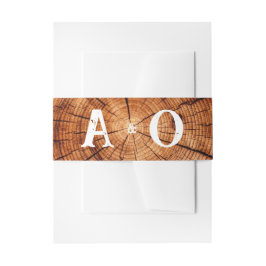 Cintas Para Invitaciones Monograma de rebanada de árbol de madera de Boda r