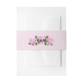Cintas Para Invitaciones Monograma de rosas rosadas aromáticas