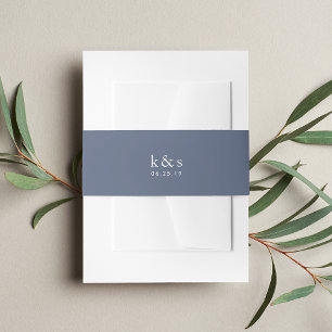 Cintas Para Invitaciones Monograma del Boda azul del puerto