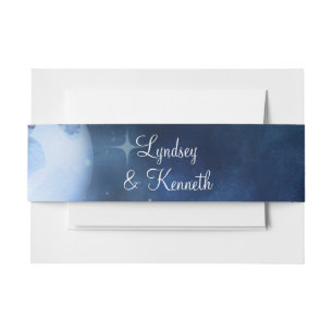Cintas Para Invitaciones Monograma del Boda celeste de luna llena