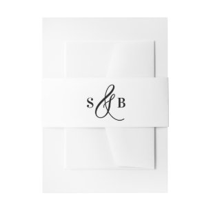 Cintas Para Invitaciones Monograma del Boda de caligrafía caprichosa negra