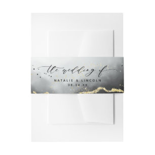 Cintas Para Invitaciones Monograma del Boda de Moody Negro Ethereal Mist Om