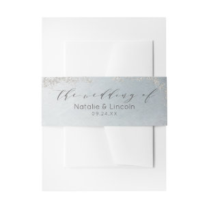 Cintas Para Invitaciones Monograma del Boda plateado oxidado azul Ombre