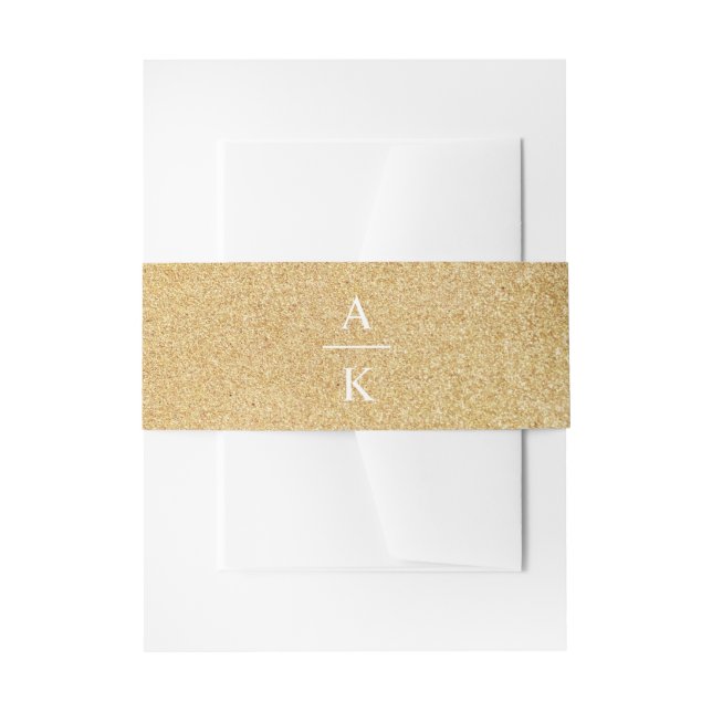 Cintas Para Invitaciones Monograma del Boda Purpurina de oro falso  (Anverso Ejemplo)
