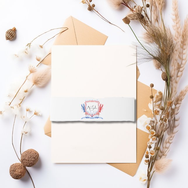 Cintas Para Invitaciones Monograma del Escudo de bogavante azul rojo náutic (Subido por el creador)