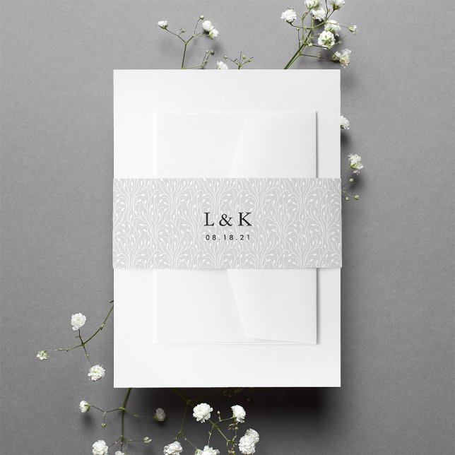 Cintas Para Invitaciones Monograma del patrón de las vides grises pálidas (Subido por el creador)