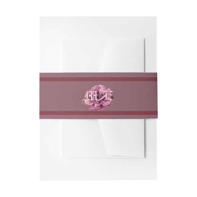 Cintas Para Invitaciones Monograma del Rosa de ciruela de cereza (Anverso Ejemplo)
