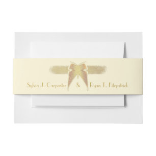 Cintas Para Invitaciones Monograma dorado de mariposa Art Deco