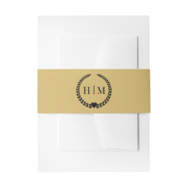 Cintas Para Invitaciones Monograma dorado suave minimalista simple