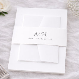 Cintas Para Invitaciones Monograma Editorial de Boda con Serif Moderno