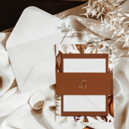 Cintas Para Invitaciones Monograma Elegante Boda de Terracota