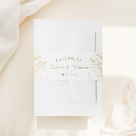 Cintas Para Invitaciones Monograma elegante Boda floral de oro