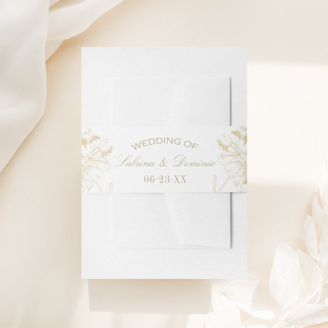 Cintas Para Invitaciones Monograma elegante Boda floral de oro (Subido por el creador)