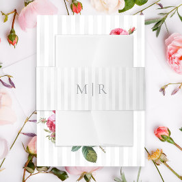 Cintas Para Invitaciones Monograma Elegante de Rayas de Acuarela Gris