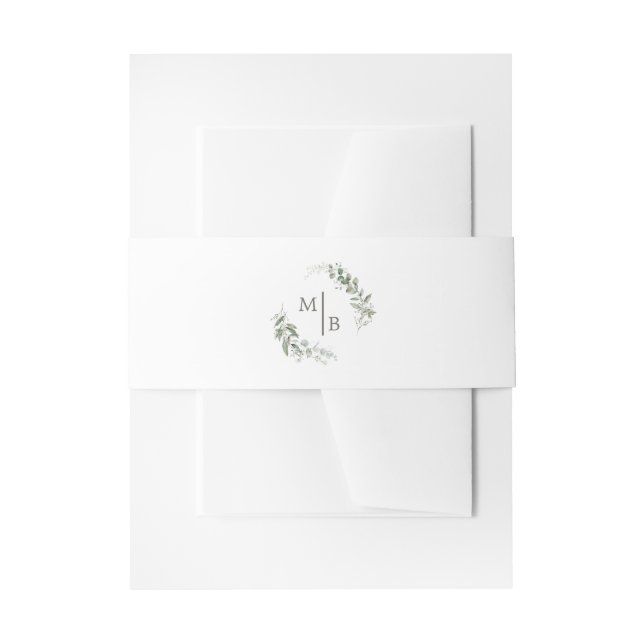 Cintas Para Invitaciones Monograma elegante del Boda botánico (Anverso Ejemplo)